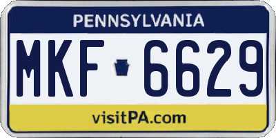 PA license plate MKF6629