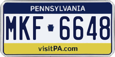 PA license plate MKF6648
