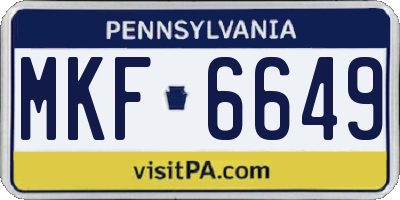 PA license plate MKF6649