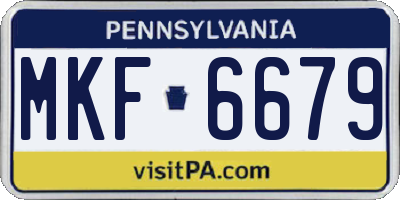 PA license plate MKF6679