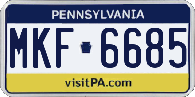 PA license plate MKF6685