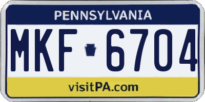 PA license plate MKF6704