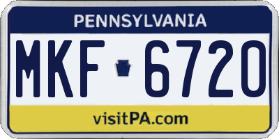 PA license plate MKF6720
