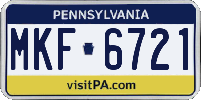 PA license plate MKF6721