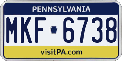 PA license plate MKF6738
