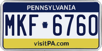 PA license plate MKF6760