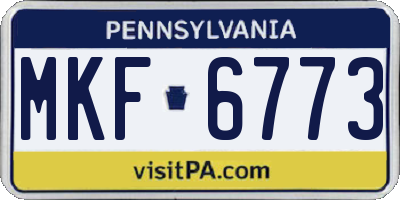 PA license plate MKF6773