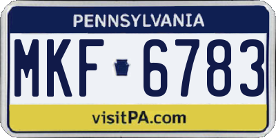 PA license plate MKF6783
