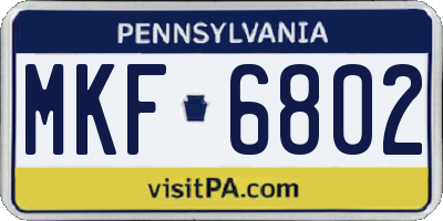 PA license plate MKF6802