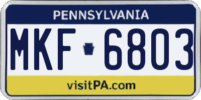 PA license plate MKF6803