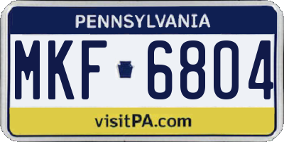 PA license plate MKF6804