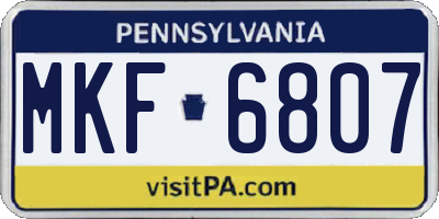 PA license plate MKF6807