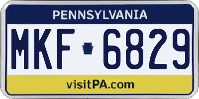 PA license plate MKF6829