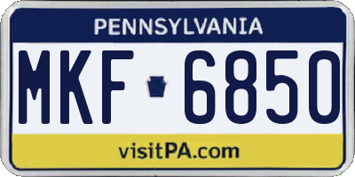 PA license plate MKF6850