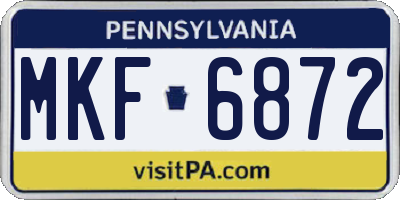 PA license plate MKF6872