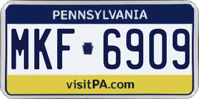 PA license plate MKF6909