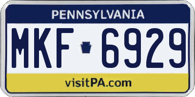 PA license plate MKF6929