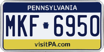 PA license plate MKF6950