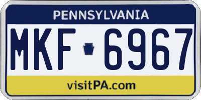 PA license plate MKF6967