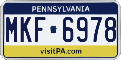 PA license plate MKF6978