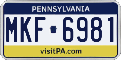 PA license plate MKF6981