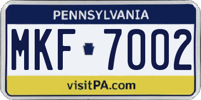 PA license plate MKF7002