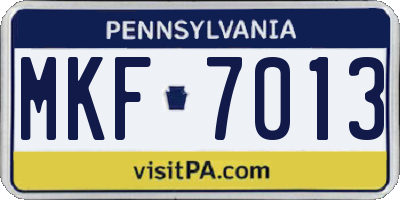 PA license plate MKF7013