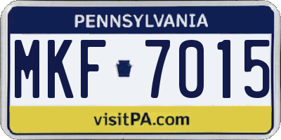PA license plate MKF7015