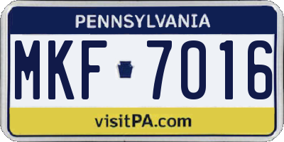 PA license plate MKF7016