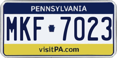 PA license plate MKF7023