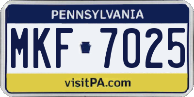 PA license plate MKF7025