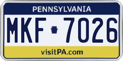 PA license plate MKF7026