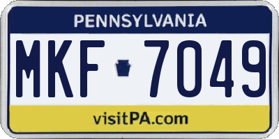 PA license plate MKF7049