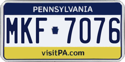 PA license plate MKF7076