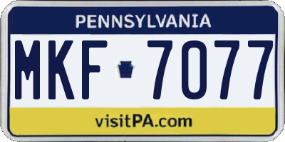 PA license plate MKF7077