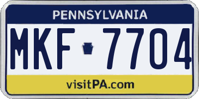 PA license plate MKF7704