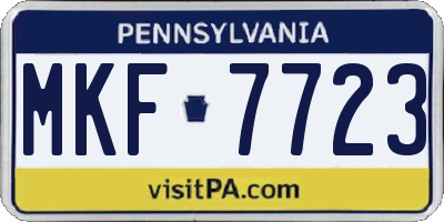 PA license plate MKF7723
