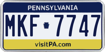 PA license plate MKF7747
