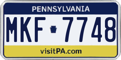 PA license plate MKF7748