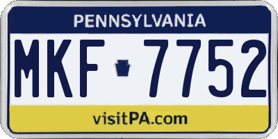 PA license plate MKF7752