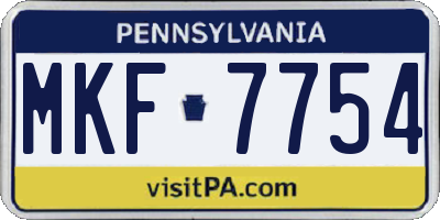 PA license plate MKF7754
