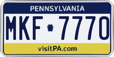 PA license plate MKF7770
