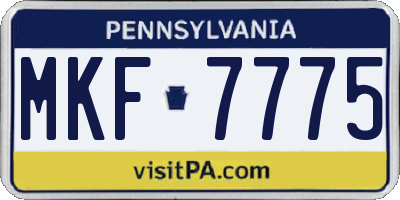 PA license plate MKF7775