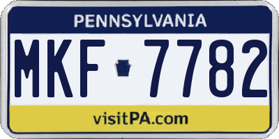 PA license plate MKF7782