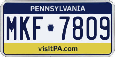 PA license plate MKF7809