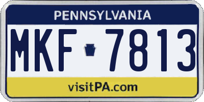 PA license plate MKF7813