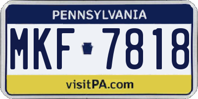 PA license plate MKF7818
