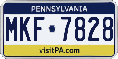 PA license plate MKF7828