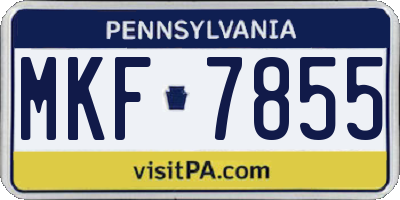 PA license plate MKF7855