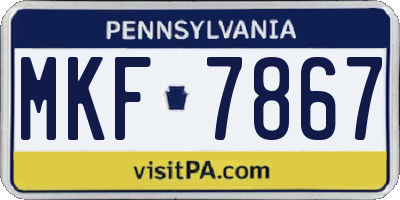 PA license plate MKF7867